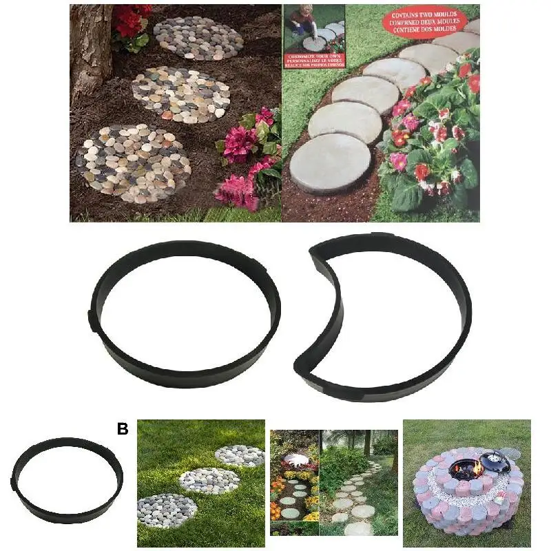 Высокий сад DIY Пластиковая форма путь тротуар модель бетон шаговый камень цемент