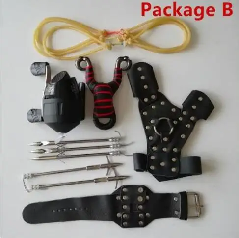 Package B Открытый рыболовный Рогатка набор мощный стрельба из лука стрельба Охота набор комбинация стрела Рогатка катапульта рыболовные инструменты - Цвет: Package B