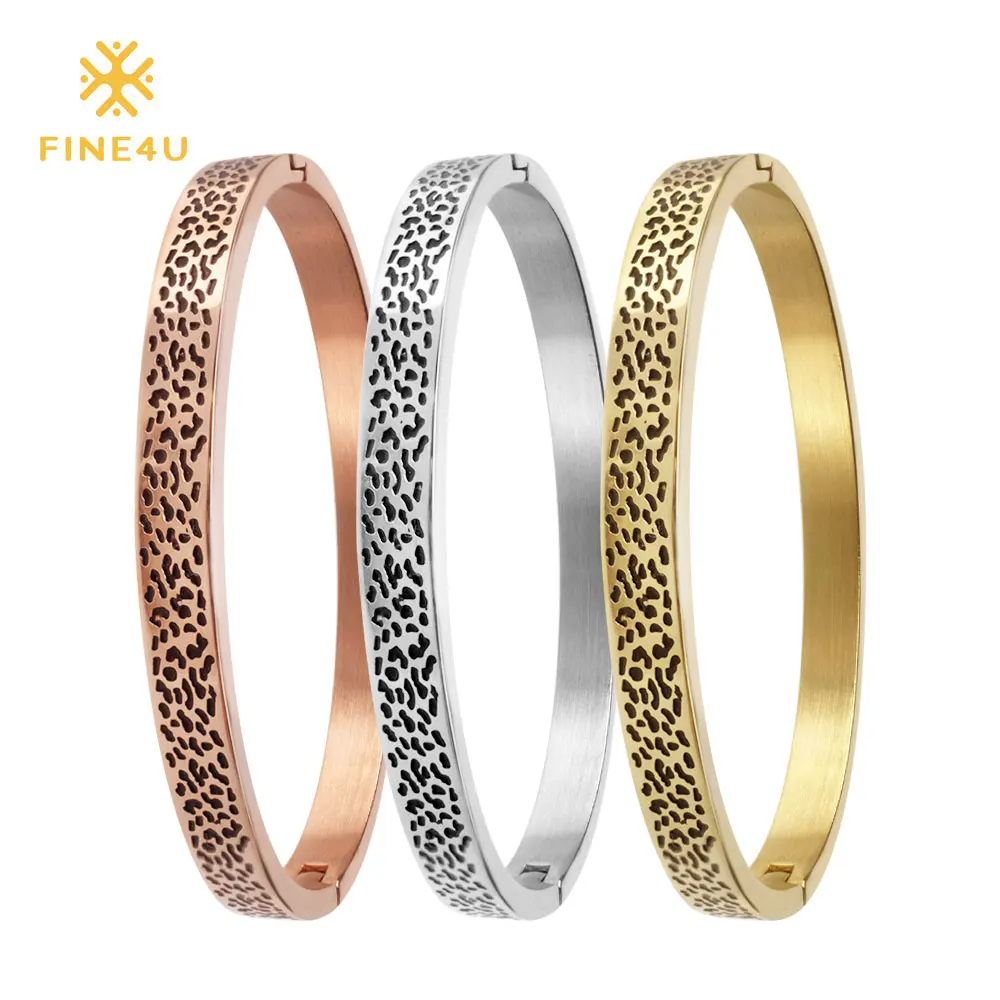 FINE4U B091 Эмаль Браслеты 316L нержавеющая сталь браслеты и браслеты для мужчин и женщин пара открытые браслеты 3 цвета на выбор