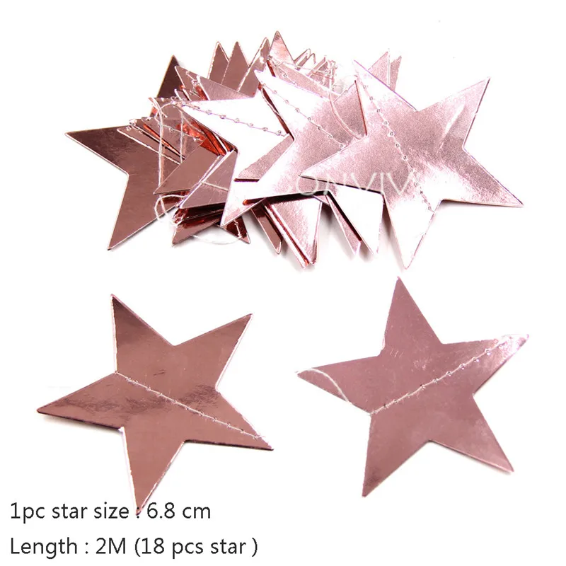 Foil Pink Star 1 комплект Золотая бумага звезда круглые гирлянды с баннерами 2 м день рождения цепочка баннер украшения занавеска Свадебная вечеринка Декор комнаты поставки - Цвет: Foil Pink Star