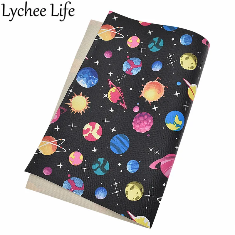 Lychee Life звездное небо искусственная кожа ткань A4 красочные ПВХ 29x21 см Ткань DIY ручной работы для пошива домашней одежды аксессуары для одежды