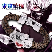 mj hot anime cosplay bracelet tokyo ghoul kaneki ken weave leather bracelet and bangles