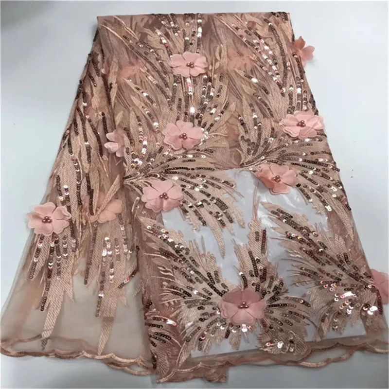 Высокое качество Фиолетовый Цвет Тюль пайетки бисером французский нигерийский