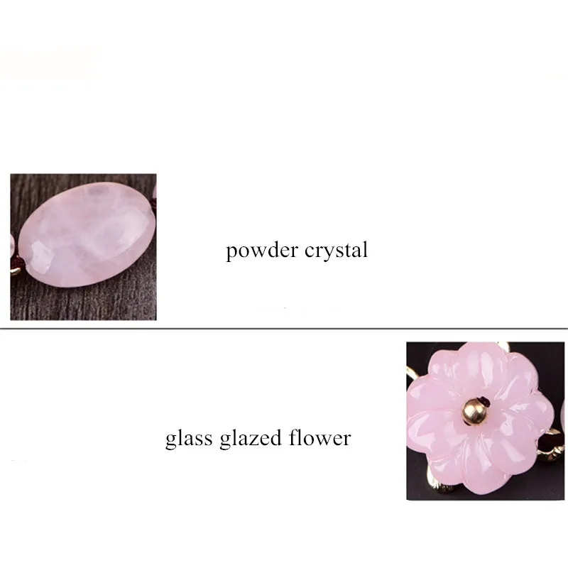 Yanting Ethnic Women Anklets Powder Crystal Stone Romantic Sweet Pink Foot Jewelry Glass Glazed Flower Gifts For Girl Female 010 | Украшения