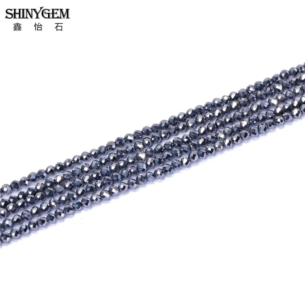 Hematite SHINYGEM 2 мм/3 мм граненые маленькие бусины Амазонит гранат тигровый глаз опал оптом много объемных натуральных каменных бусин для изготовления ювелирных изделий - Цвет: Hematite