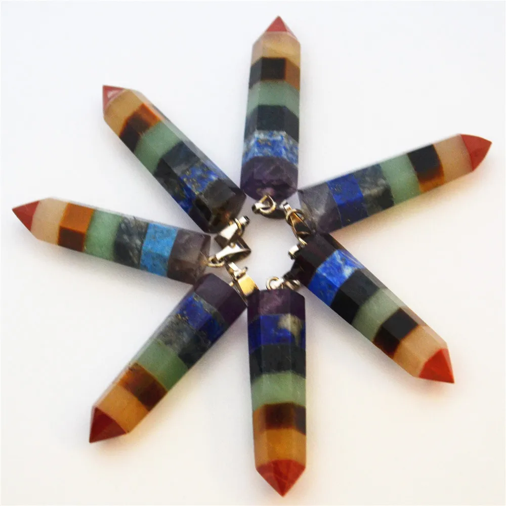 Ожерелье женское с шестигранной призмой натуральная Радужная 7 Чакра 35 мм