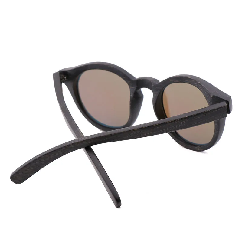 Мужские поляризованные солнцезащитные очки berver черные из бамбука с круглыми