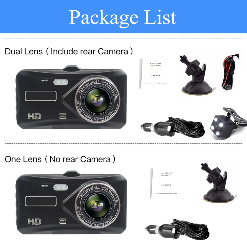 Новый видеорегистратор ADDKEY с двумя объективами Автомобильный Full HD 1080 P 4 дюйма IPS