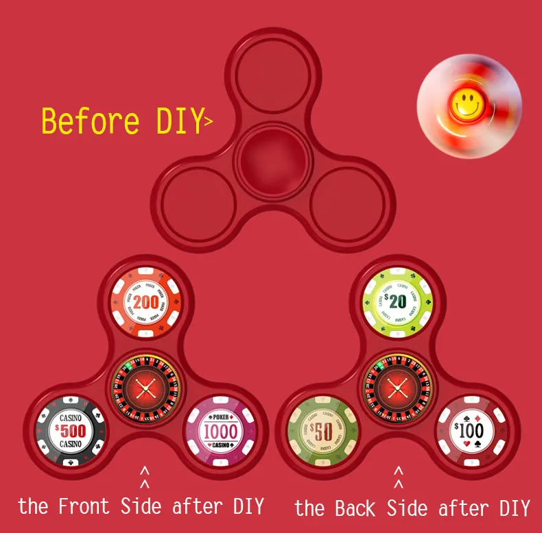 DIY Спиннер ручной Спиннер игрушки с наклейками креативный крутой Топ DIY три пальца Спиннер ручной Спиннер