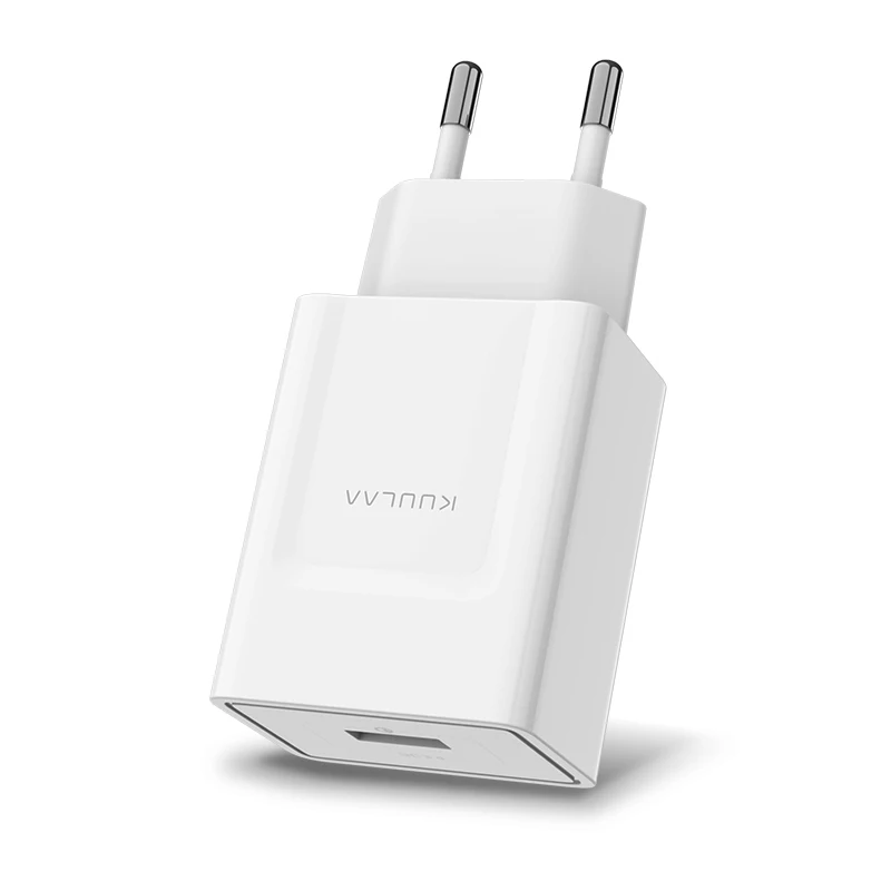 KUULAA Quick Charge 3,0 зарядное устройство для мобильного телефона USB зарядное устройство с европейской вилкой 18 Вт QC 3,0 быстрое зарядное устройство для Xiaomi Redmi 5 samsung galaxy s9 - Тип штекера: EU White