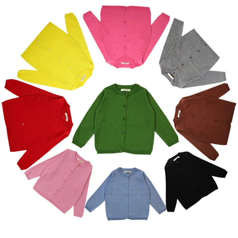 

Sweet Kids Girls Candy Color Knitted Sweater Cardigans Multi Color Cute Children Spring Autumn Fashion Jackets