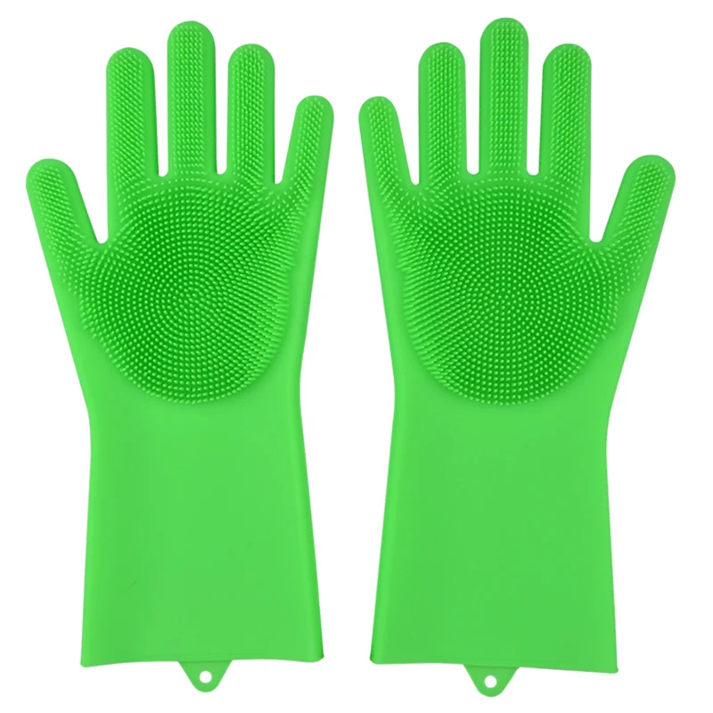 Grass Green Силиконовые чистящие перчатки, кухонные Волшебные силиконовые перчатки для мытья посуды, бытовые силиконовые резиновые перчатки для мытья посуды - Цвет: Grass Green