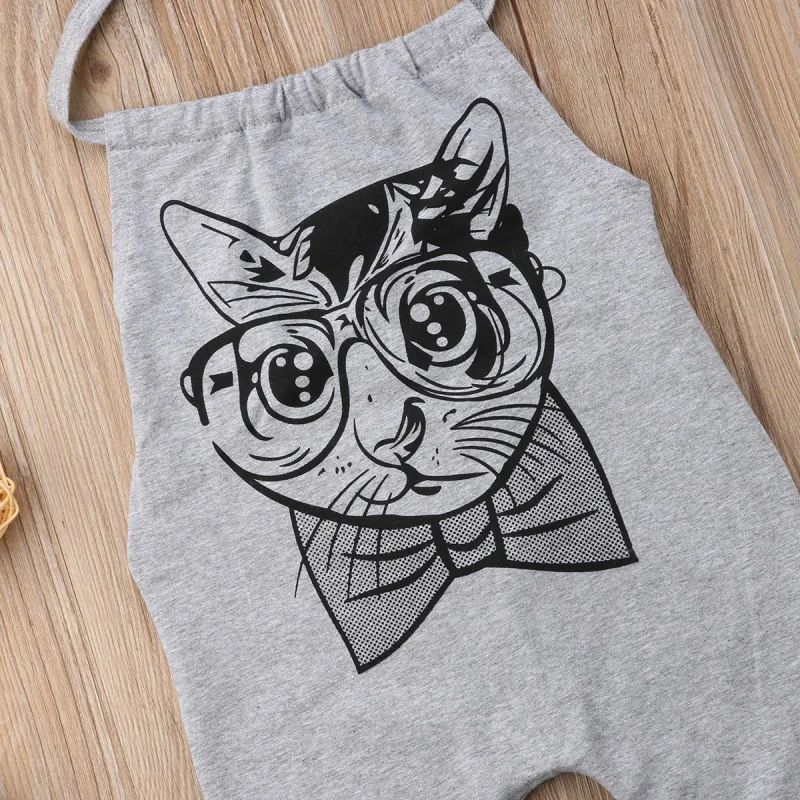 Toddler Kids Baby Girls Summer Strap Romper Jumpsuit Harem Pants Clothes Outfits Boy Tee Neck Sleeveless Printe Gray |