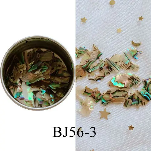 BJ56-3 1Jar перламутровая втирка для ногтей крошечные кусочки раковины камни в металлическая банка тонкие большие части оболочки перламутровая втирка для ногтей Deco BJ56 - Цвет: BJ56-3