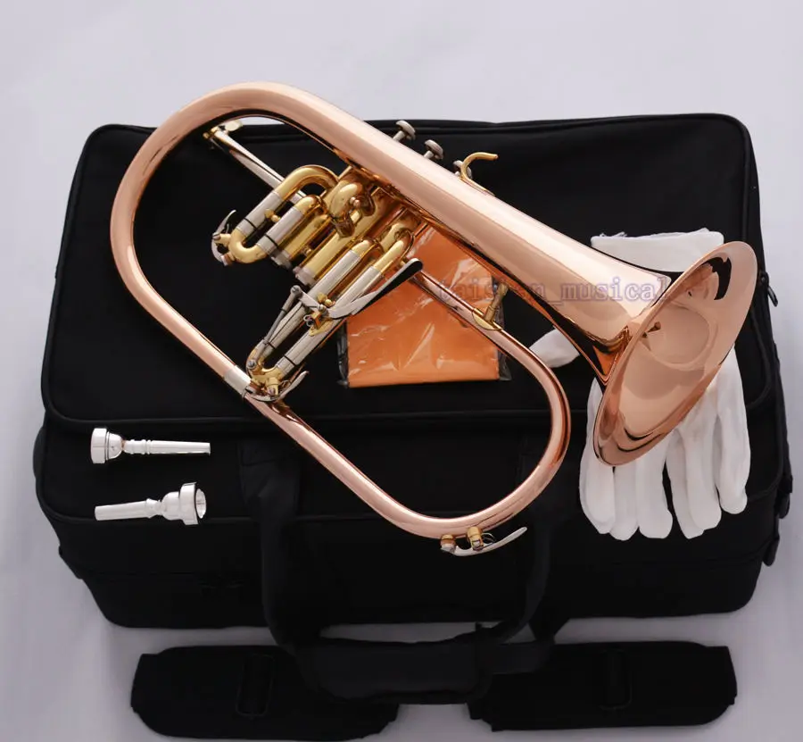 Профессиональный lFactory заказной товарный знак Роза Латунь Bb Flugelhorn Monel клапан Новый Flugel рожок 2 шт