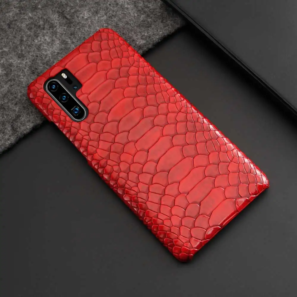 Красный Boucho кожаный чехол для телефона из змеиной кожи для huawei P30 P20 lite Pro mate 20 RS P30lite P20pro P20lite P30pro 20RS жесткий чехол из поликарбоната - Цвет: Красный
