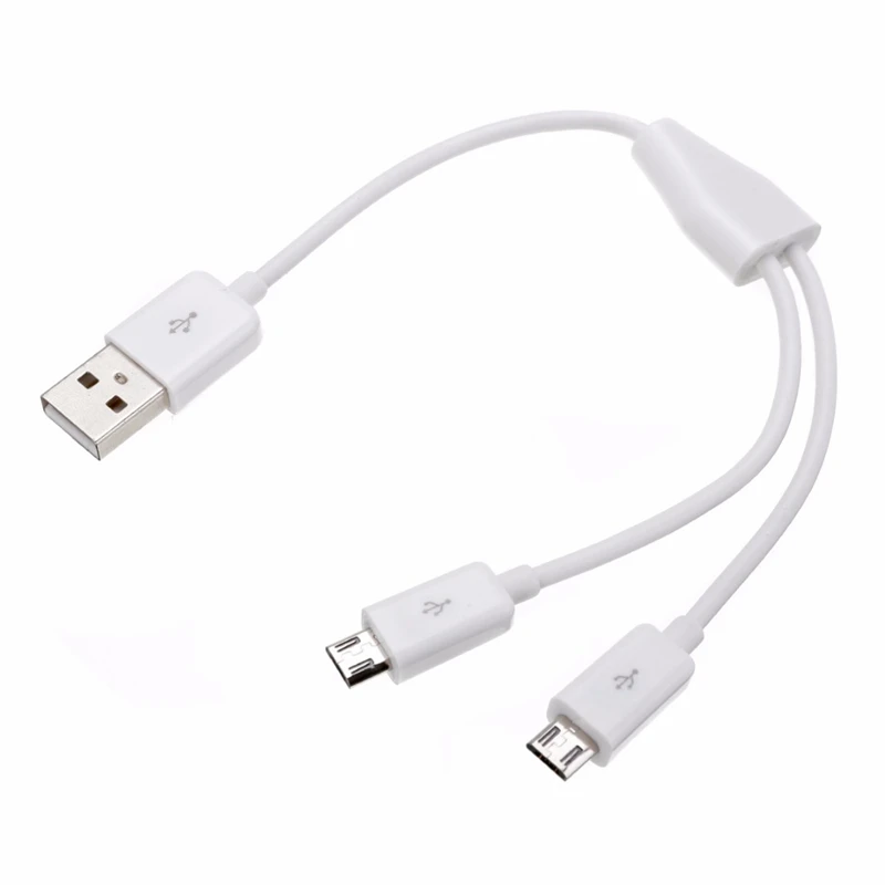 USB 2,0-Dual 2 Micro USB 2,0 Мужской y-разветвитель кабель для зарядного устройства 0,2 м/футов/1 м/3 фута черный/белый