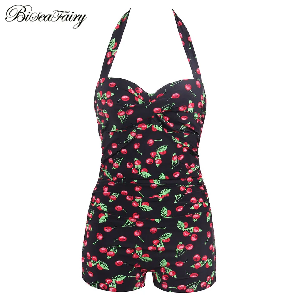 Женский слитный купальник BISEAFAIRY большой винтажный купальный костюм пуш ап