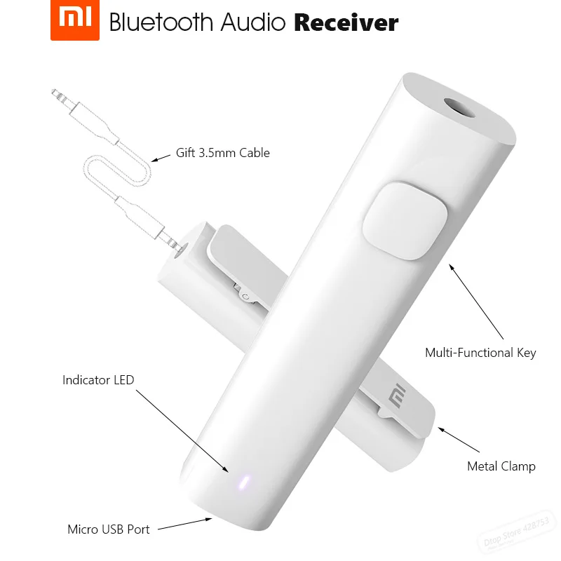 Оригинальный Xiaomi Mi Bluetooth аудио приемник портативный Проводной к беспроводному