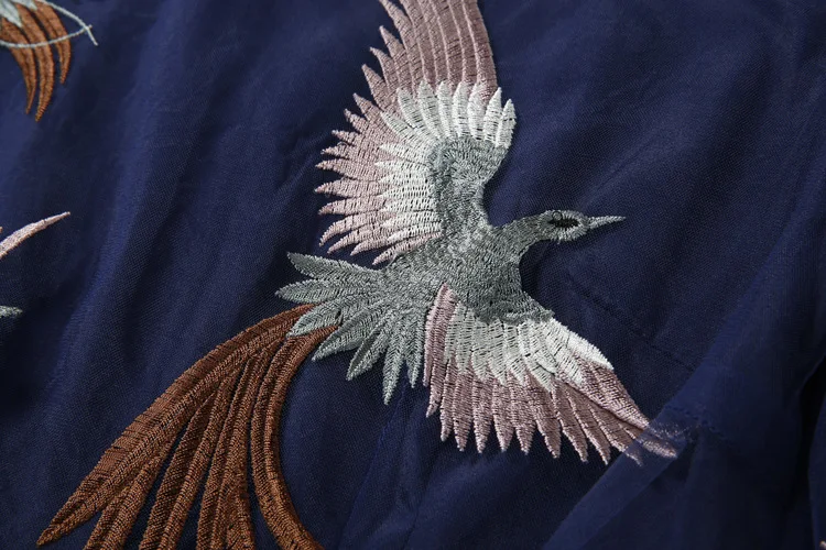 Free Shipping 2018 High End Royal Blue O Neck Sheer Long Sleeves Embroidery Women Dresses Evening Party Dress Vestidos | Женская одежда