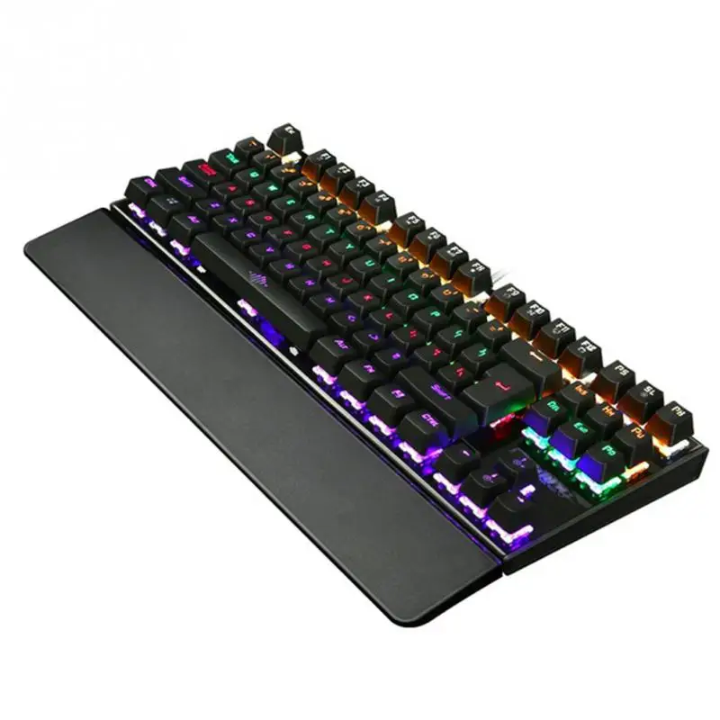 K28 Механическая игровая клавиатура 87 клавиш синий переключатель Подсветка анти