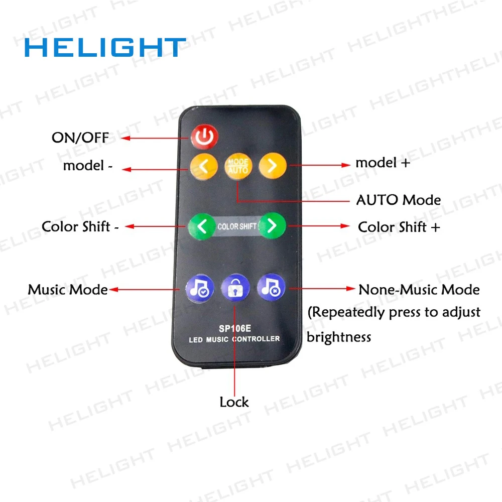 SP106E RF 9keys LED Music Controller DC5V-12V WS2811/WS2812 /6812/1903/Magic LED tape digital colorful music SPI controller