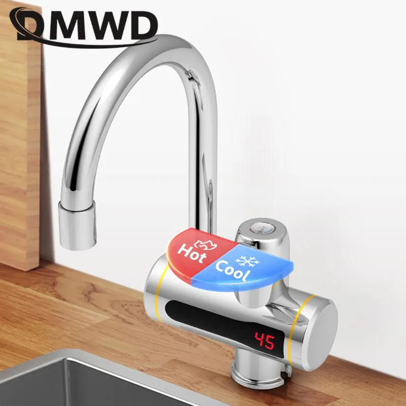 dmwd instant tankless electric hot water heater faucet kitchen instant heating tap water heater with led temperature display eu free global shipping