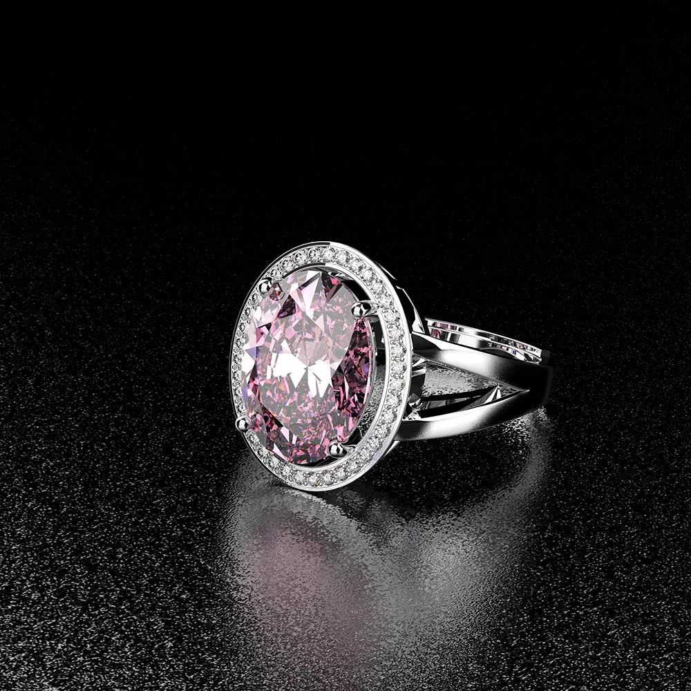 Pink Wong Rain стерлингового серебра 925 искусственный Муассанит сапфировый драгоценный камень белое золото Незамкнутое регулируемое кольцо ювелирные изделия оптом - Цвет камня: Pink