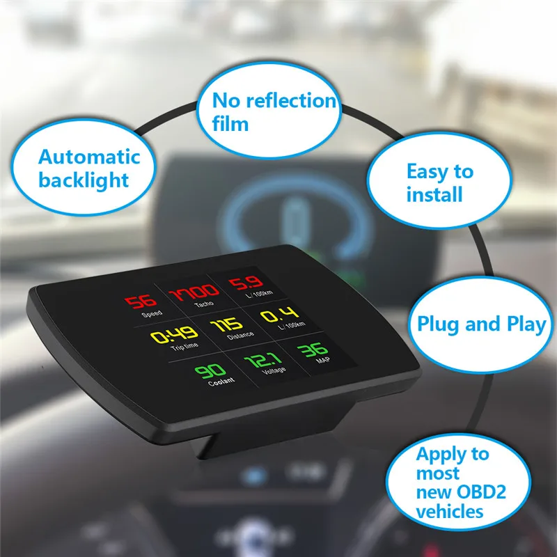 Автомобильный датчик OBD2 HUD Дисплей умный цифровой измеритель HD дисплей GPS