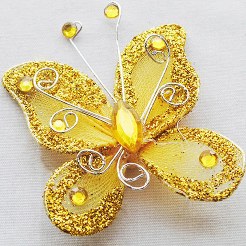 10 шт. свадебные украшения в виде бабочек из органзы|organza wire rhinestone butterfly|for wedding