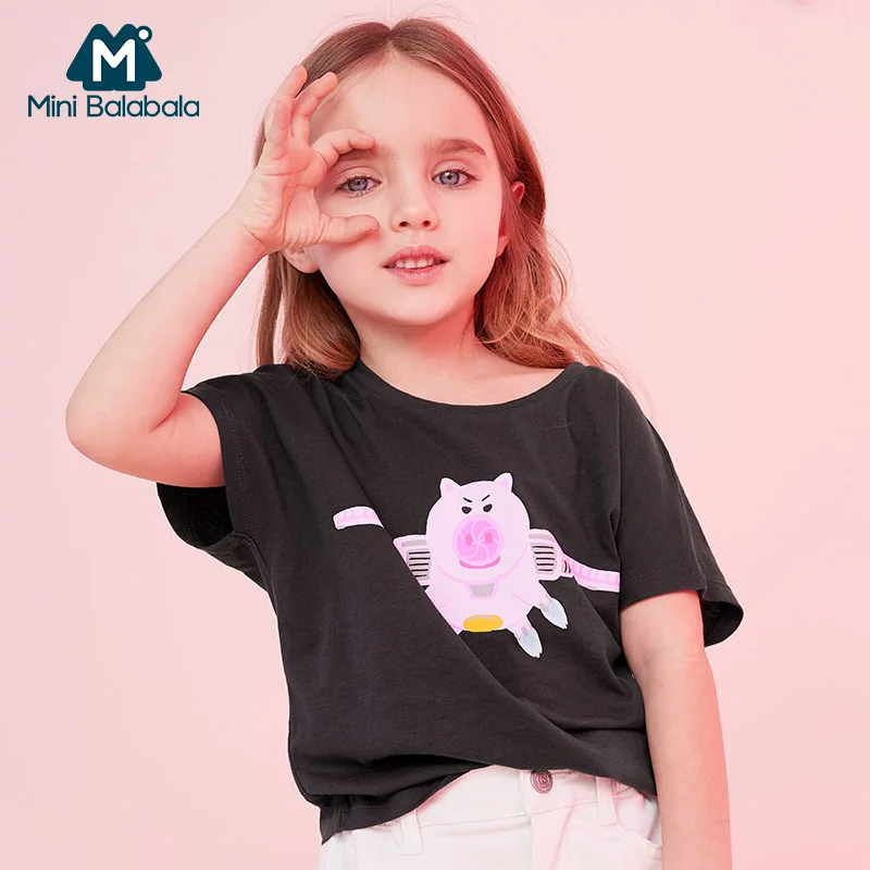 Футболка для девочек Mini balabalaBaby хлопковая футболка с коротким рукавом летняя