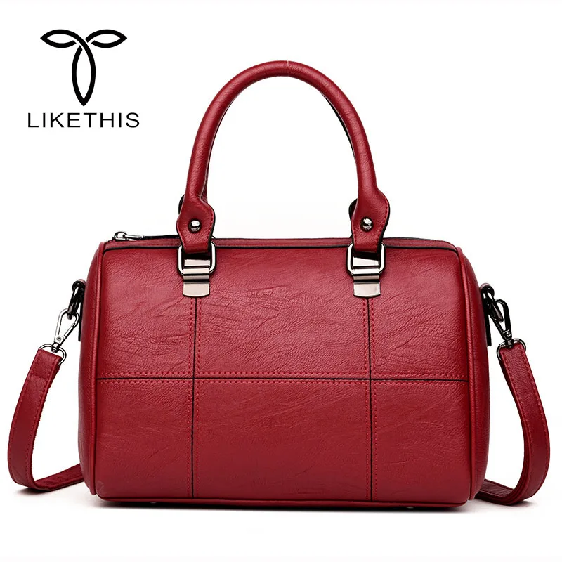 2018 женская сумка новая PU кожаная Лоскутная через плечо высокое качество красный