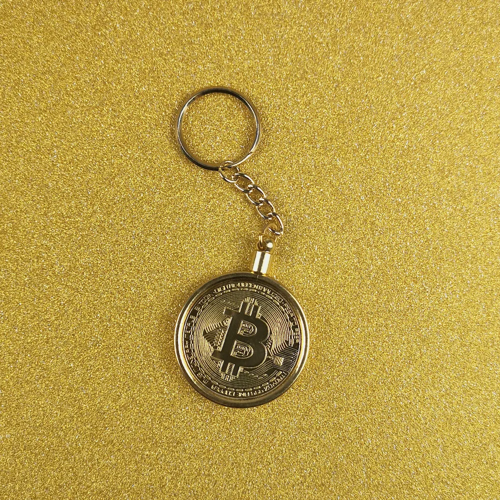 1 шт. новинка 2019 модный сплав Биткойн брелок серебро золото розовое винтажный