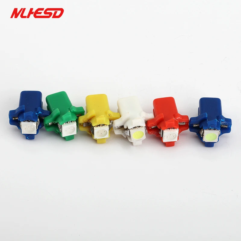 100pcs Instrument Light 12V T5 B8.3 B8.3D 5050 smd 1 led Auto Wedge Dashboard Indicator white red blue yellow green | Автомобили и