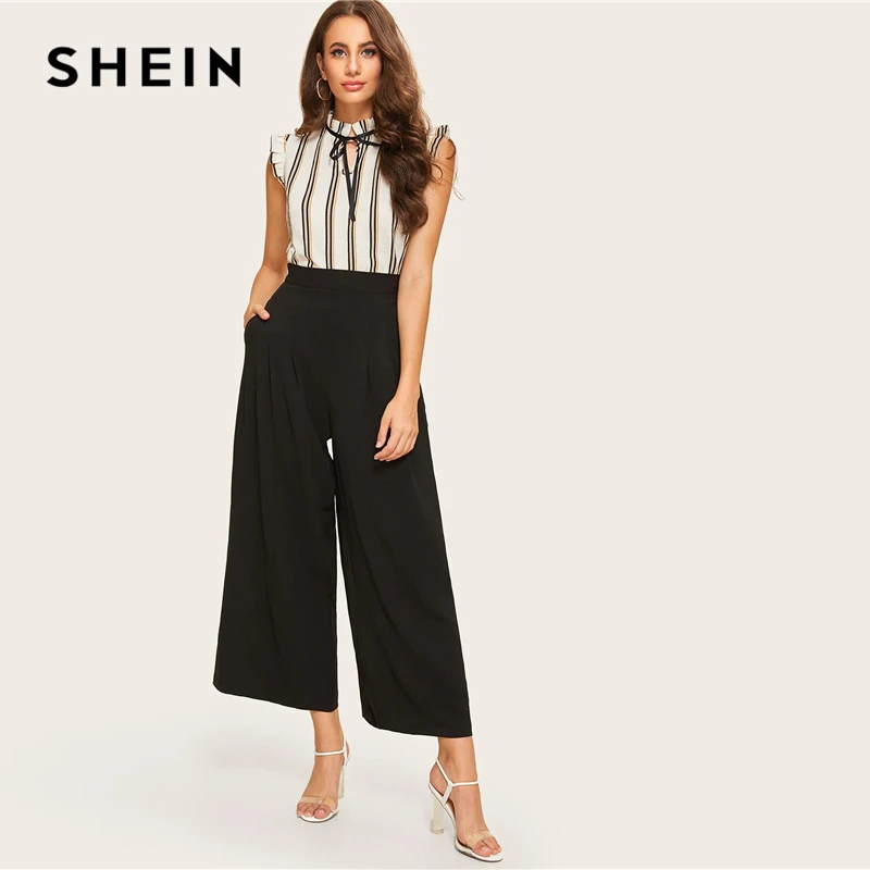 SHEIN Широкие Брюки С Молнией Сбоку Элегантные Женские Осенние Брюки
