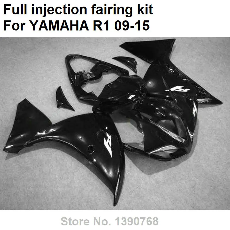 

Injection molded free customize fairing kit for Yamaha YZF R1 09 10 11 12 13 14 15 glossy black fairings YZFR1 2009-2015 BN10