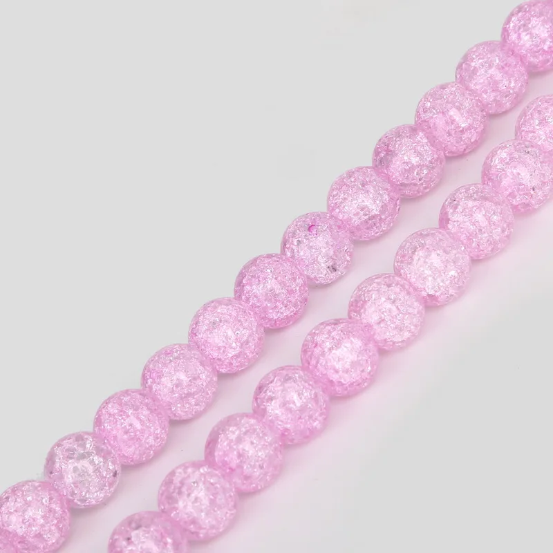 Высококачественные розовые хрустальные бусины AAA круглые с трещинами 6/8/10 мм для
