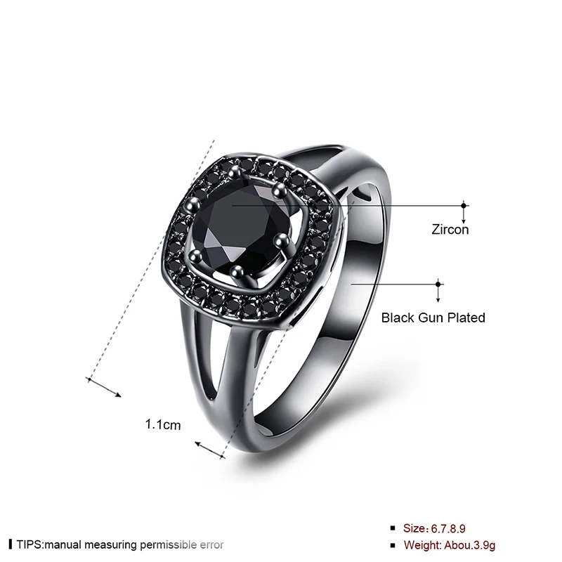 Модные женские кольца с черным покрытием пистолетом винтажные ажурные