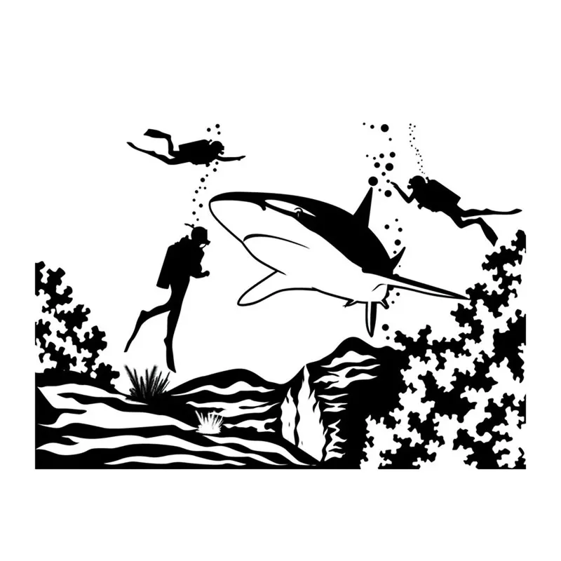 14 см * 10 автомобильный Стайлинг дайвинг акула Смешные автомобильные наклейки