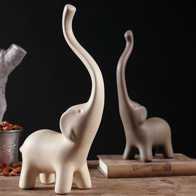 Минималистский керамические длинные нос слон статуя home decor ремесел украшения