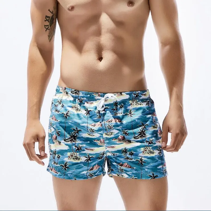 

New SEOBEAN men's shorts solid printed Quick Drying Shorts fashion sexy Beach Shorts 2colors size S/M/L/XL