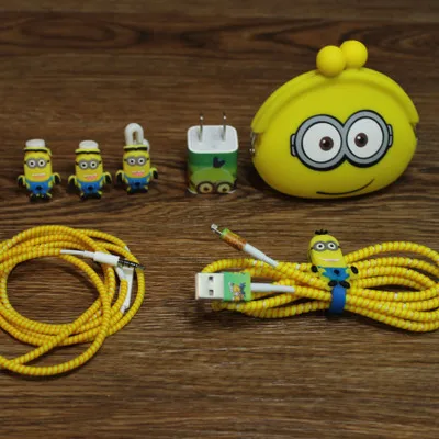 style 4 Милый мультяшный usb-кабель протектор для наушников комплект с кожухи головных телефонов кабель Стикеры для намотки спиральный usb-шнур с зарядным устройством для Iphone для iphone5 6 7 - Цвет: style 4