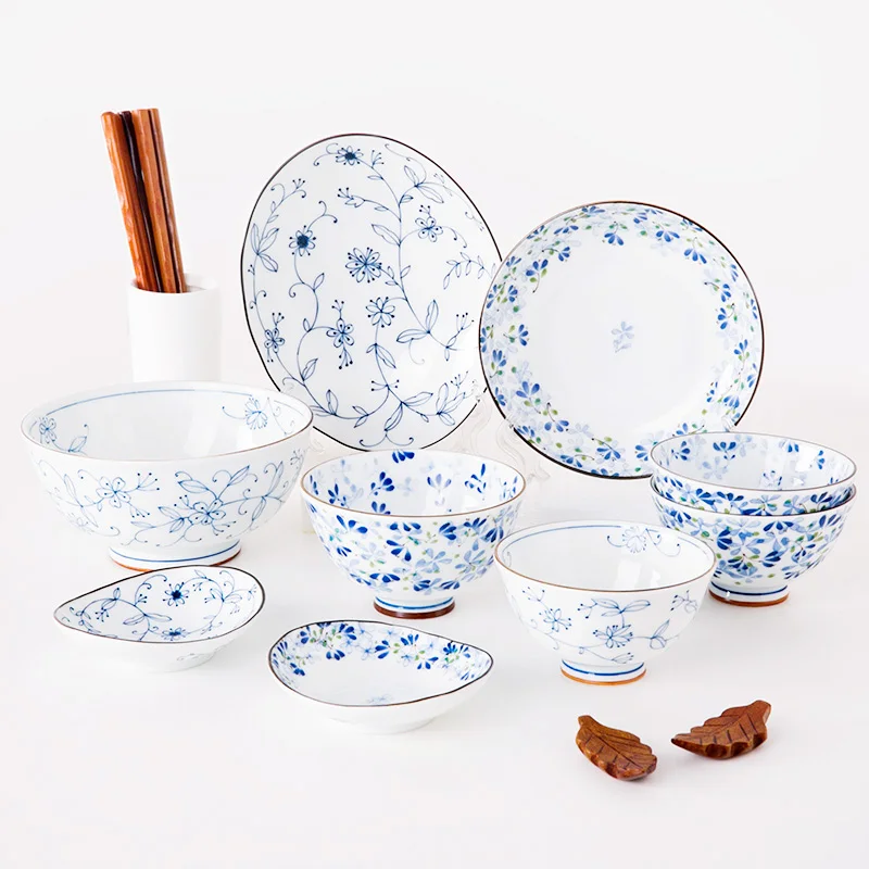 Набор керамических столовых приборов комплект из 11 предметов с цветочным