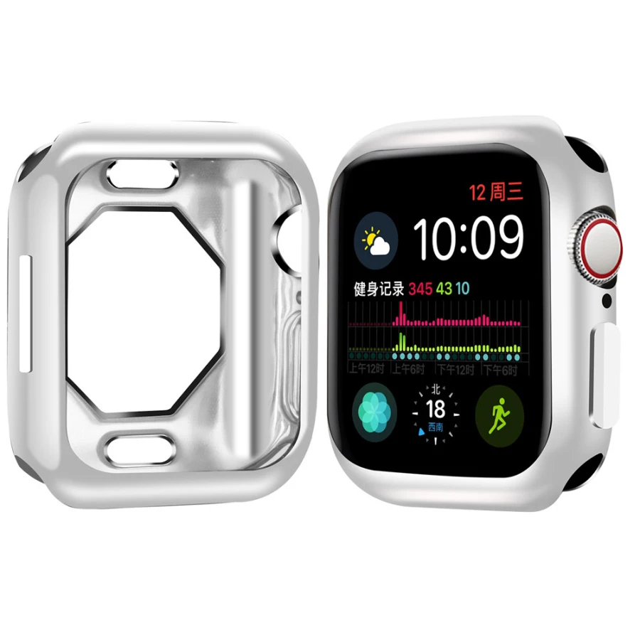 Чехол s для Apple Watch, 44 мм, 40 мм, серия 5, чехол с покрытием, TPU, мягкая защитная оболочка, защитная рамка для iWatch, 4 полосы, бампер