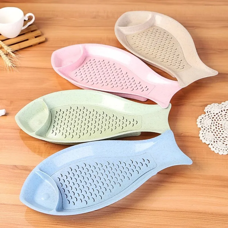 Креативные рыбьей формы клецки посуда двухслойные пшеничной соломы тарелки для