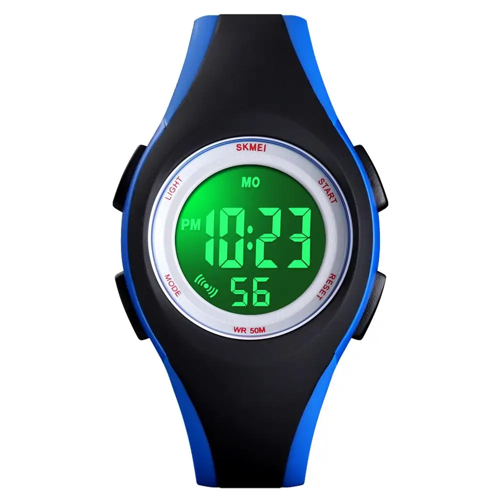 Black blue Брендовые Детские часы SKMEI, 50 м, водонепроницаемые спортивные часы с хронографом и секундомером для мальчиков, модный браслет для девочек, детские наручные часы - Цвет: Black blue