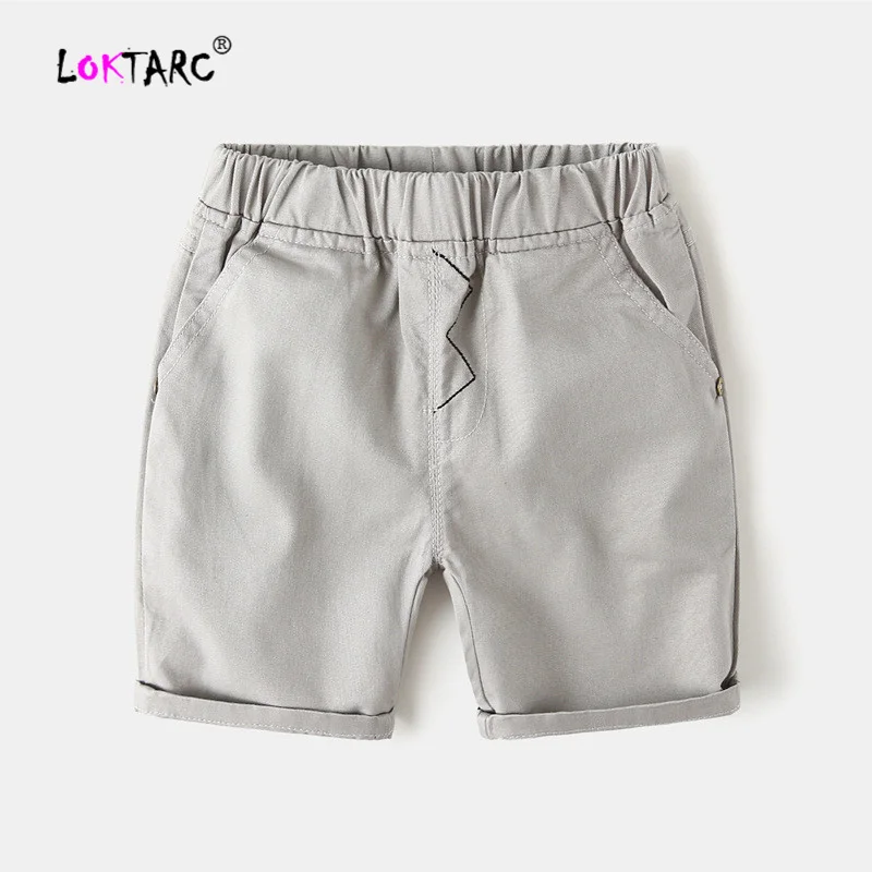 Light Grey LOKTARC Шорты Дети Твердые Цвет Короткие штаны с эластичной резинкой на талии облегающие шорты для мальчиков повседневные брюки из хлопка шорты для мальчиков малышей - Цвет: Light Grey