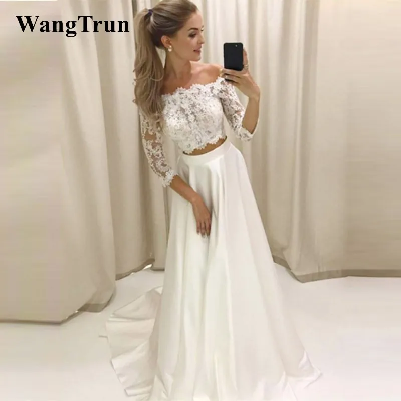 Robe de marier/Свадебные платья из двух частей с открытыми плечами рукавами 3/4