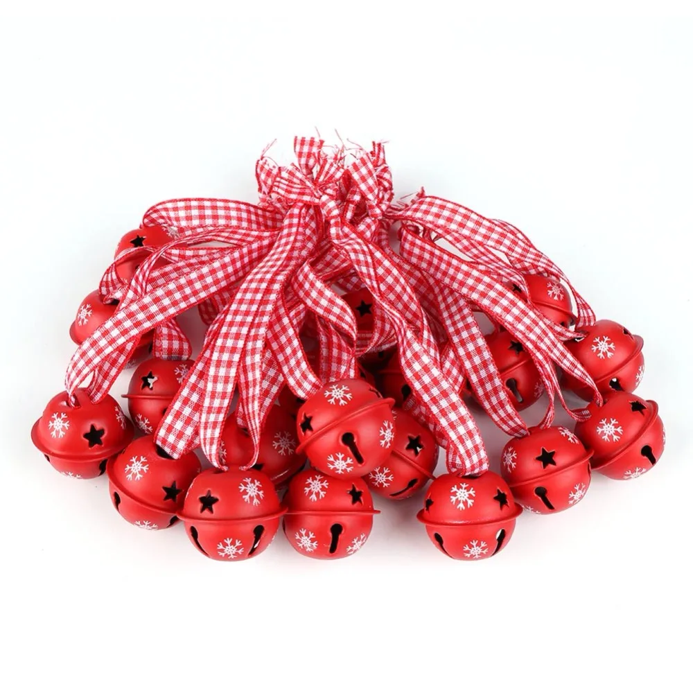 Красные металлические колокольчики в виде снежинок 20 шт. украшения для