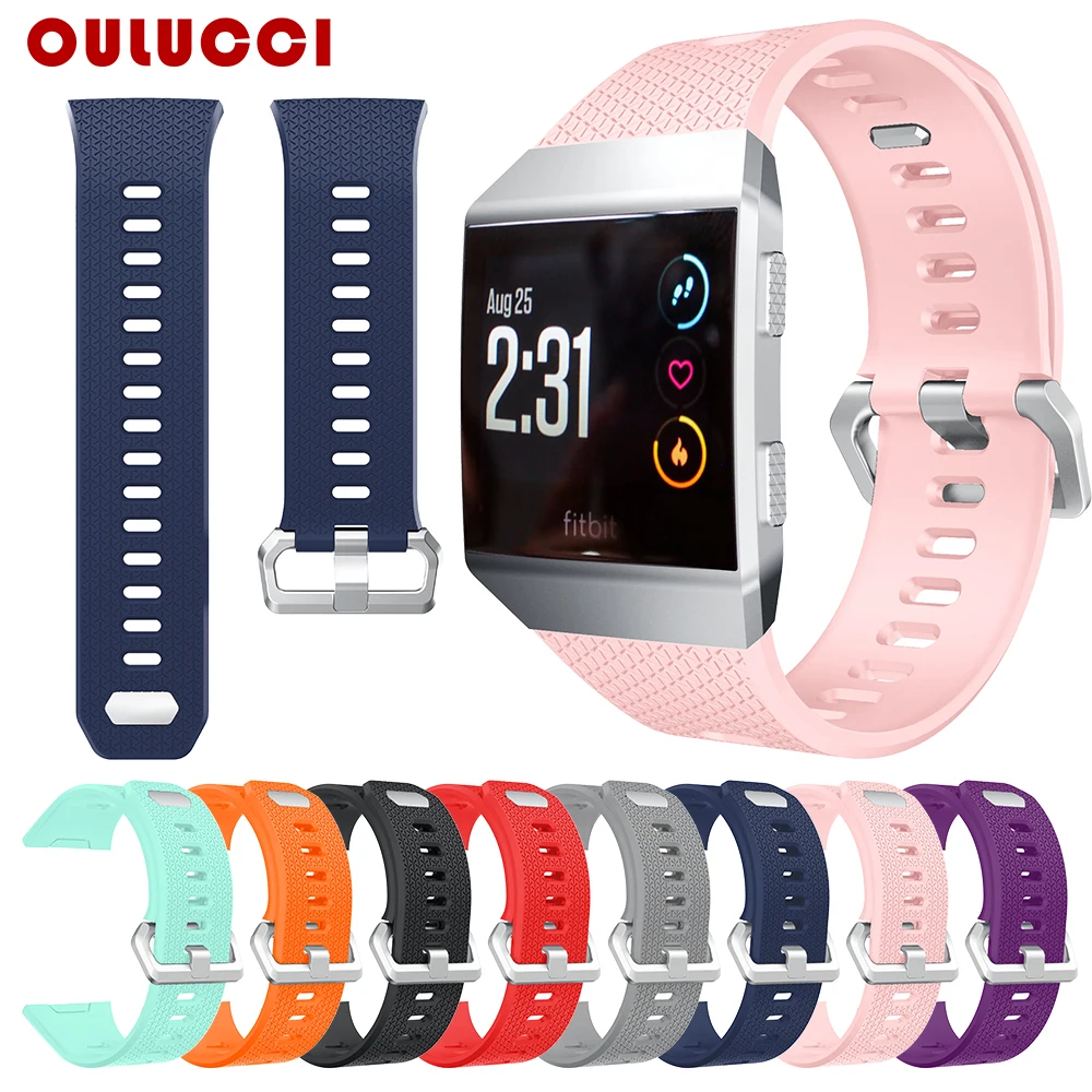 Большой сменный спортивный ремешок Oulucci для Fitbit ионный силиконовый браслет часов
